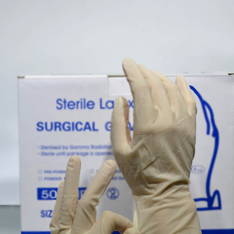 sterile rubber surgical gloves