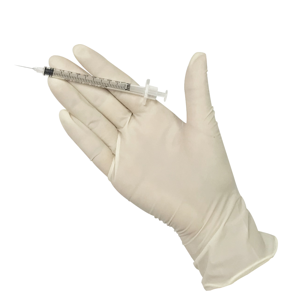 powdered exam gloves