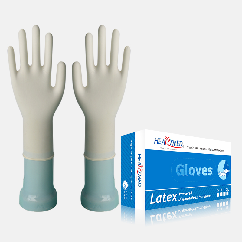 Large Pre Powdered Disposable Heavy Duty Latex Gloves