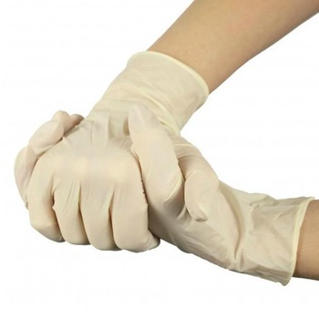 What is the problem of yellowing latex gloves?