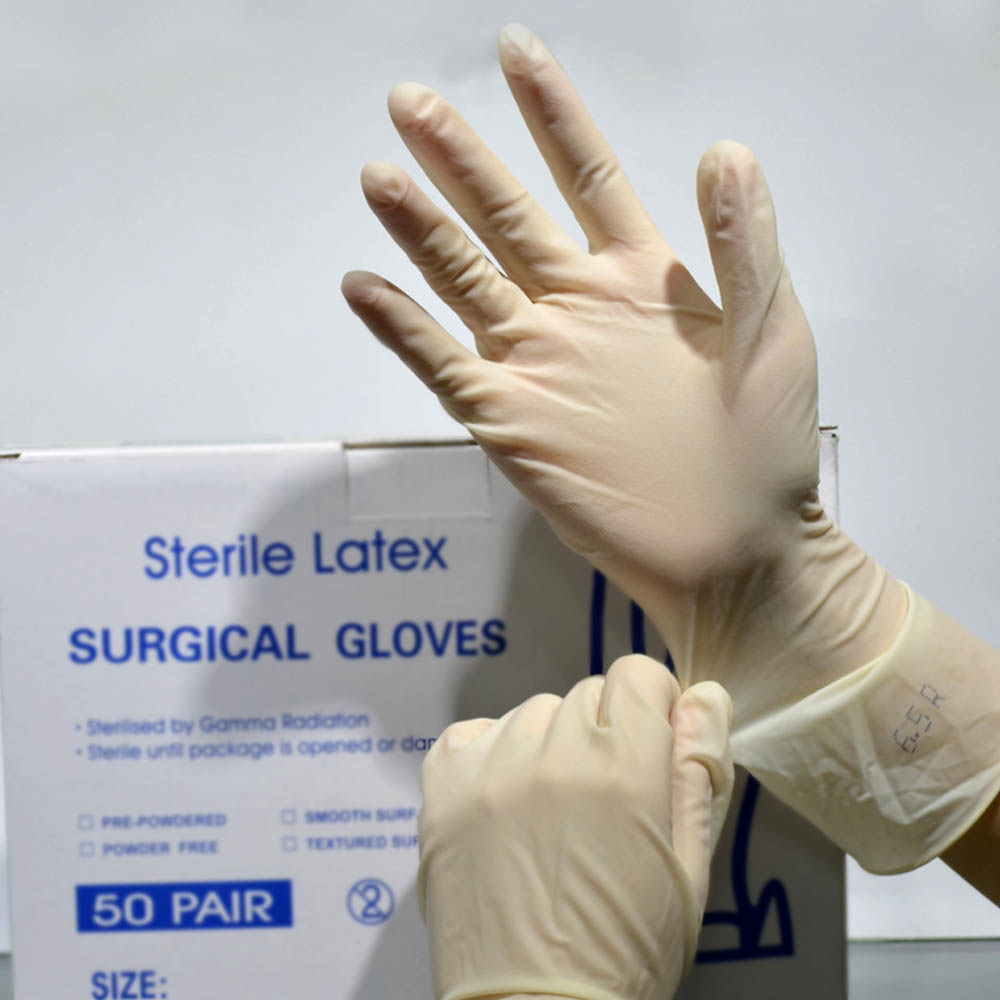 yellow medical gloves