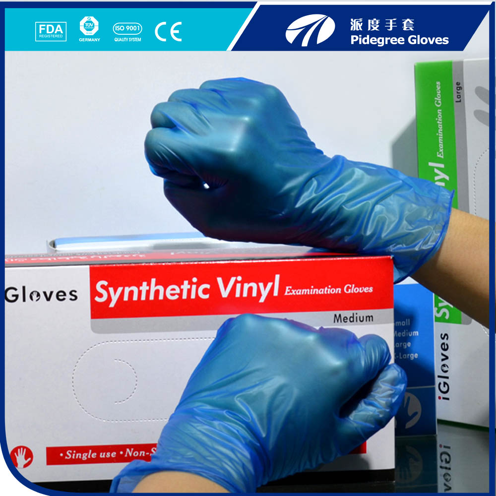 Food Grade Vinyl Gloves - 3 Mil, Blue, Powder Free