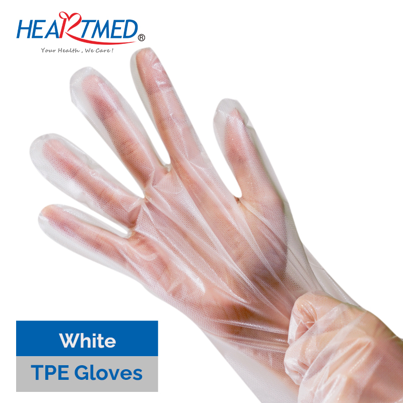 White Disposable TPE Thermoplastic Elastomer Gloves