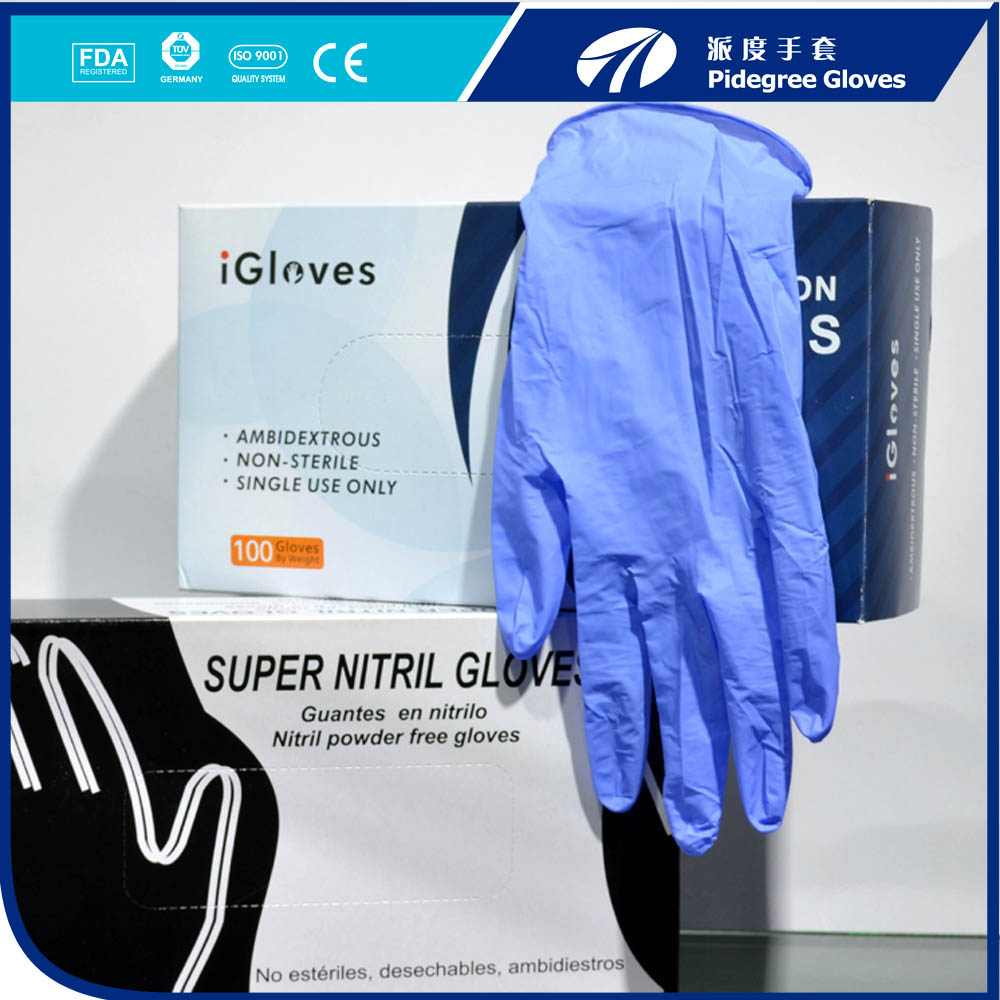 Disposable nitrile gloves used in several types of industries